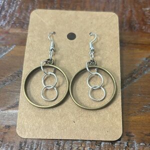 Elegant Beonze and Silver Hoop Earrings